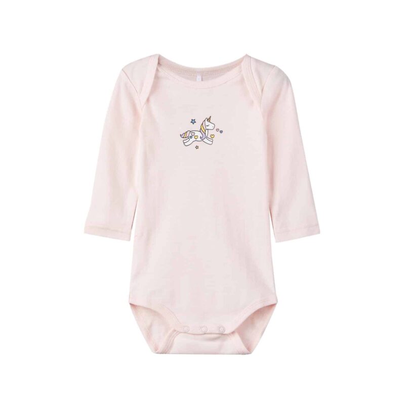 NAME IT 3er Pack Baby-Mädchen Langarm Bodies “Einhorn” in Rosa Violett Weiß – Detailbild 2 – jetzt kaufen bei Lifetex.eu