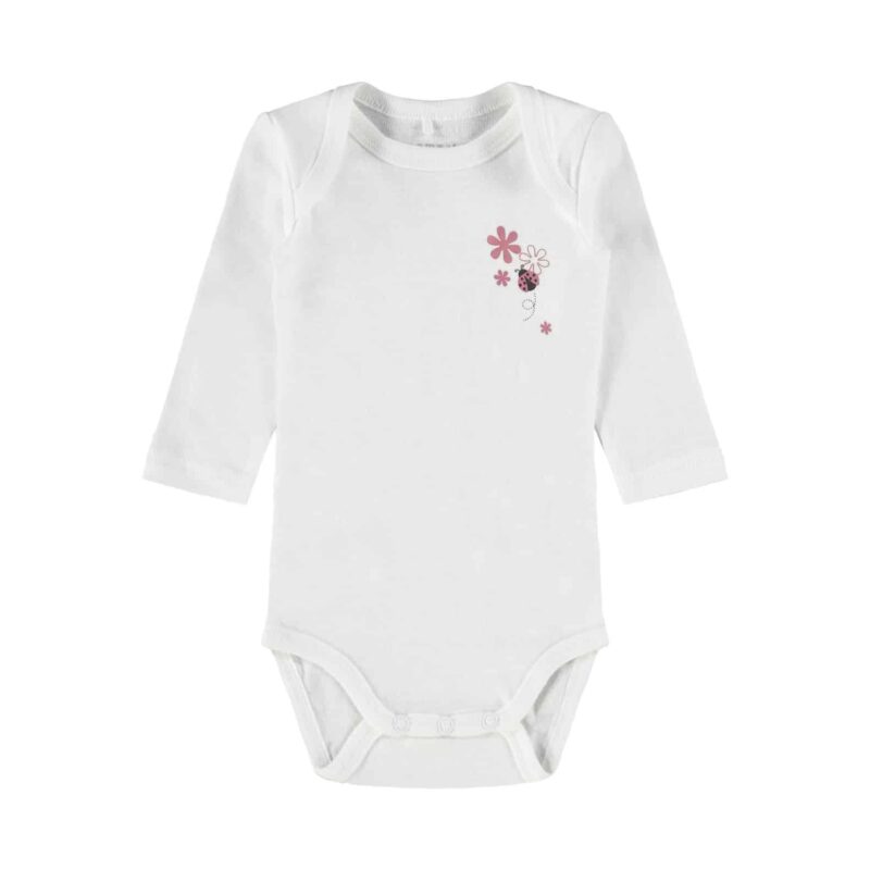 NAME IT 3er Pack Baby-Mädchen Langarm Bodies Marienkäfer in Weiß/Altrosa – Detailbild 2 – jetzt kaufen bei Lifetex.eu