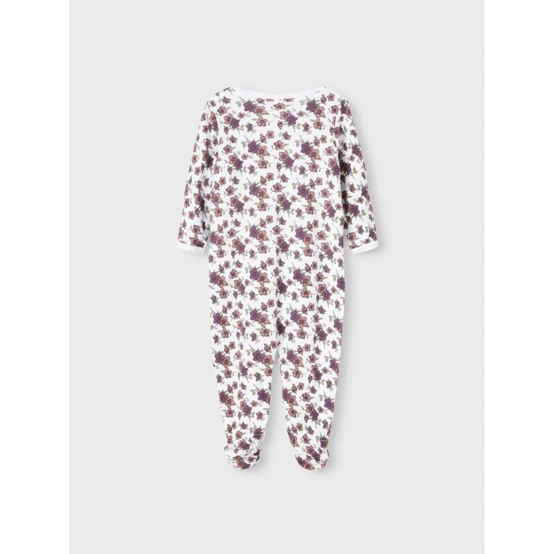 NAME IT 2er Pack Baby-Mädchen Schlafanzug Blumen Blüten Schlafstrampler Druckknöpfe in Weiß/Violett – Detailbild 6 – jetzt kaufen bei Lifetex.eu