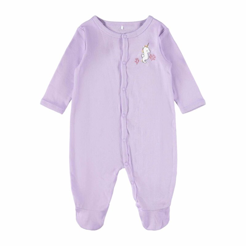 NAME IT 2er Pack Baby-Mädchen Schlafanzug Einhorn Seepferdchen Schlafstrampler Druckknöpfe in Weiß/Rosa – Detailbild 1 – jetzt kaufen bei Lifetex.eu