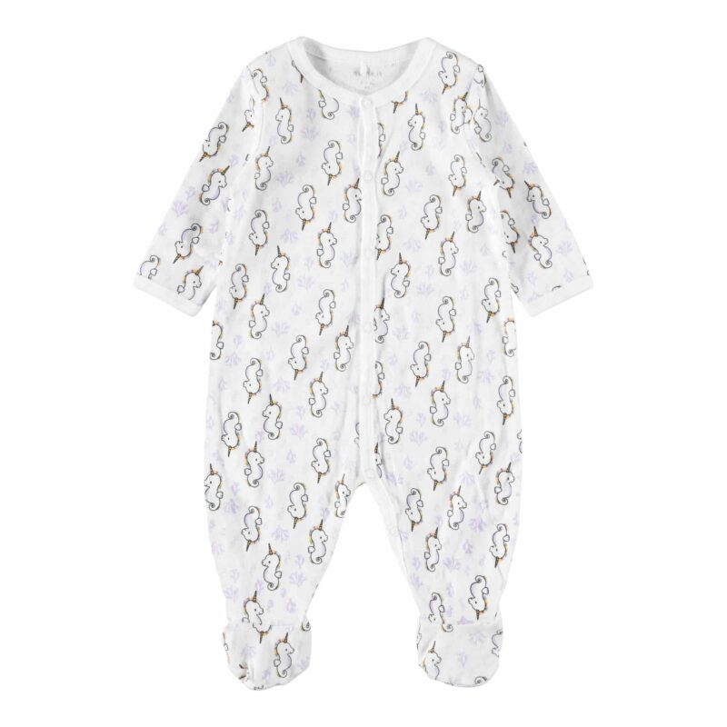 NAME IT 2er Pack Baby-Mädchen Schlafanzug Einhorn Seepferdchen Schlafstrampler Druckknöpfe in Weiß/Rosa – Detailbild 2 – jetzt kaufen bei Lifetex.eu