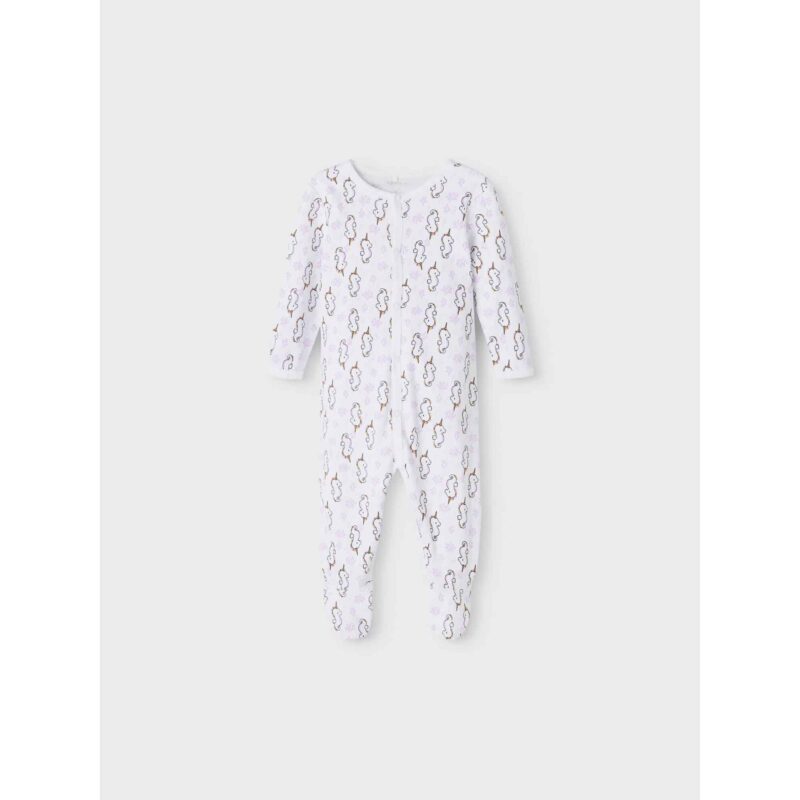 NAME IT 2er Pack Baby-Mädchen Schlafanzug Einhorn Seepferdchen Schlafstrampler Druckknöpfe in Weiß/Rosa – Detailbild 4 – jetzt kaufen bei Lifetex.eu