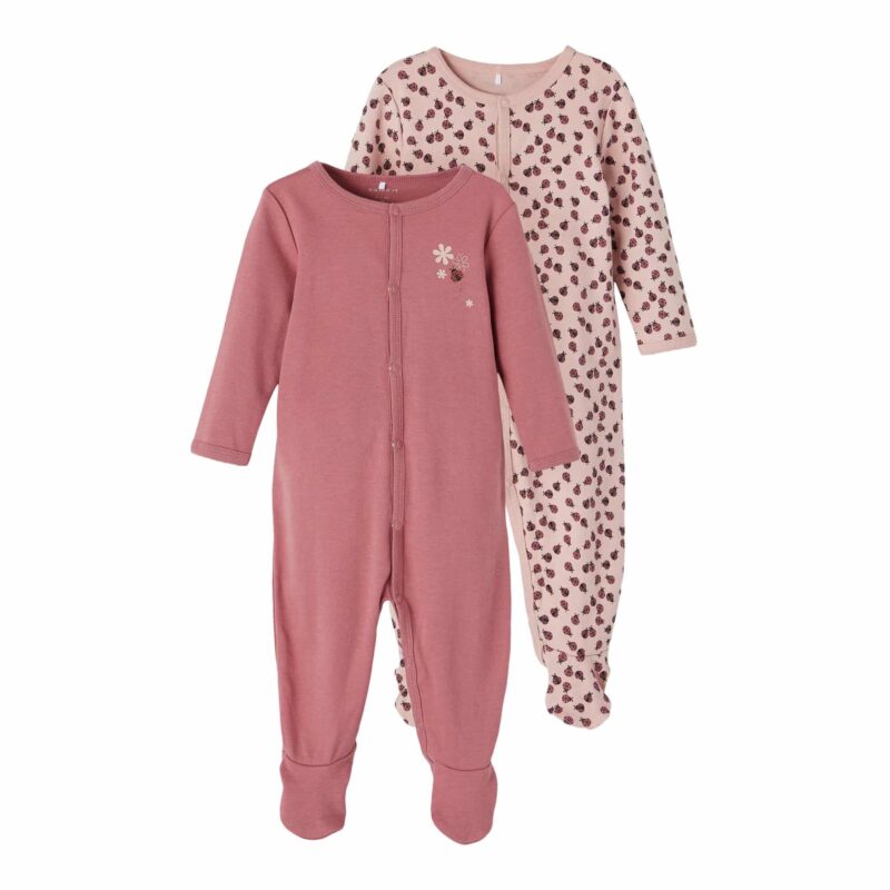 NAME IT 2er Pack Baby-Mädchen Schlafanzug Marienkäfer Schlafstrampler Druckknöpfe in Altrosa – jetzt kaufen bei Lifetex.eu