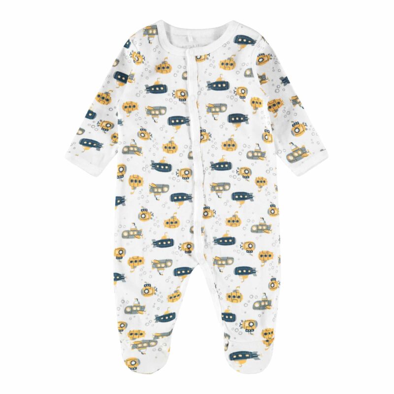 NAME IT 2er Pack Baby-Jungen Schlafanzug U-Boot Schlafstrampler Druckknöpfe  in Weiß/Blau – Detailbild 2 – jetzt kaufen bei Lifetex.eu
