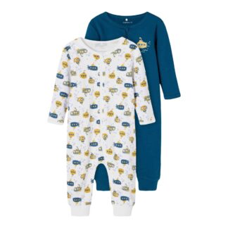 NAME IT 2er Pack Baby-Jungen Schlafanzug U-Boot Schlafstrampler Zip in Weiß/Blau – jetzt kaufen bei Lifetex.eu