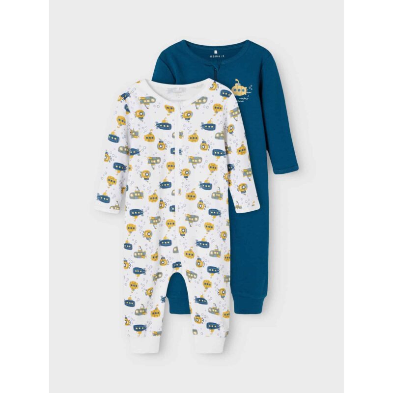 NAME IT 2er Pack Baby-Jungen Schlafanzug U-Boot Schlafstrampler Zip in Weiß/Blau – Detailbild 5 – jetzt kaufen bei Lifetex.eu