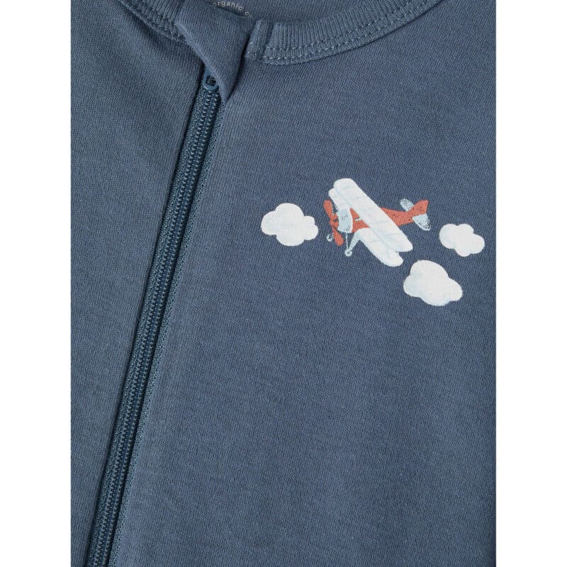 NAME IT 2er Pack Baby-Jungen Schlafanzug Flugzeuge Schlafstrampler Zip in Weiß/Blau – Detailbild 1 – jetzt kaufen bei Lifetex.eu