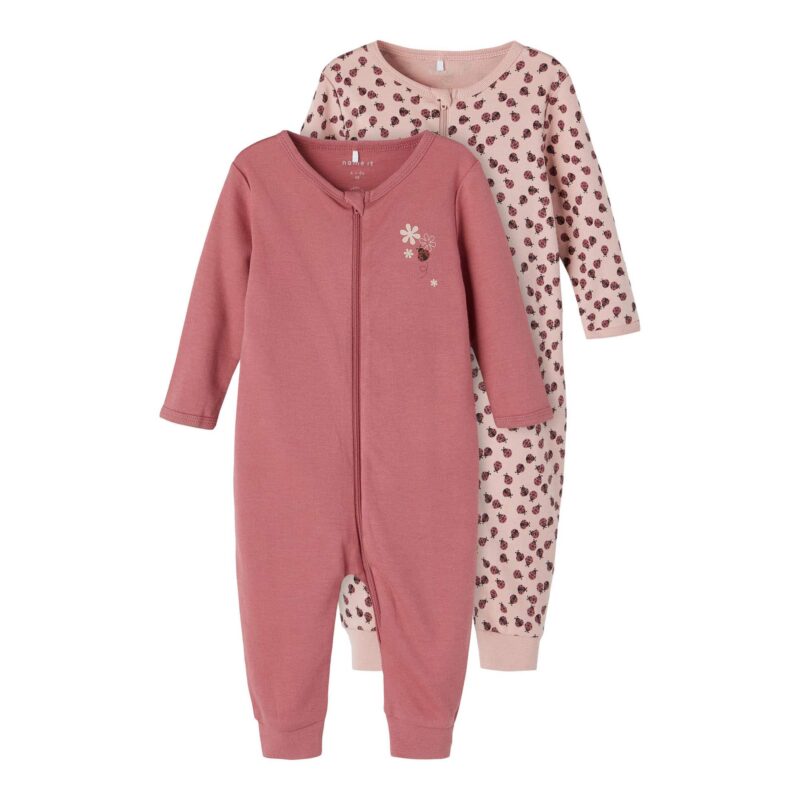 NAME IT 2er Pack Baby-Mädchen Schlafanzug Marienkäfer Schlafstrampler Zip in Altrosa – jetzt kaufen bei Lifetex.eu