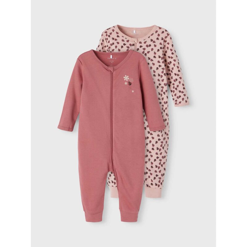 NAME IT 2er Pack Baby-Mädchen Schlafanzug Marienkäfer Schlafstrampler Zip in Altrosa – Detailbild 1 – jetzt kaufen bei Lifetex.eu