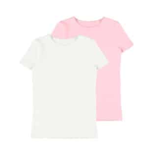 NAME IT Kids 2er Pack Mädchen Kurzarm Top Shirt Unterhemd Nkftop in Weiß/Rosa – jetzt kaufen bei Lifetex.eu